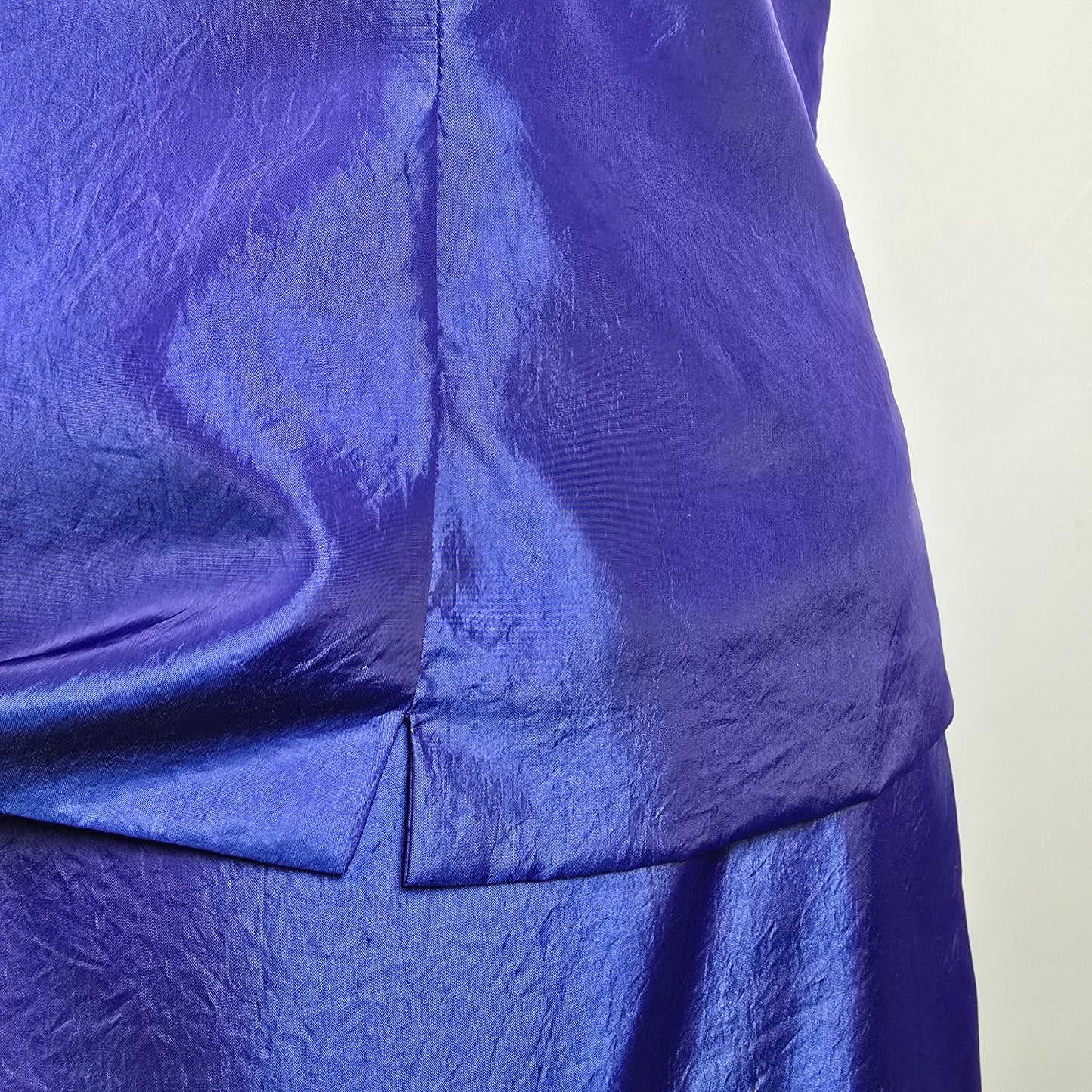 Blue Metallic Two Piece Top & Skirt Set Size L/XL