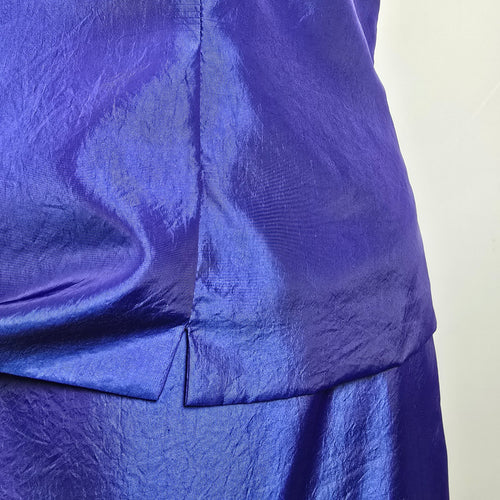 Blue Metallic Two Piece Top & Skirt Set Size L/XL