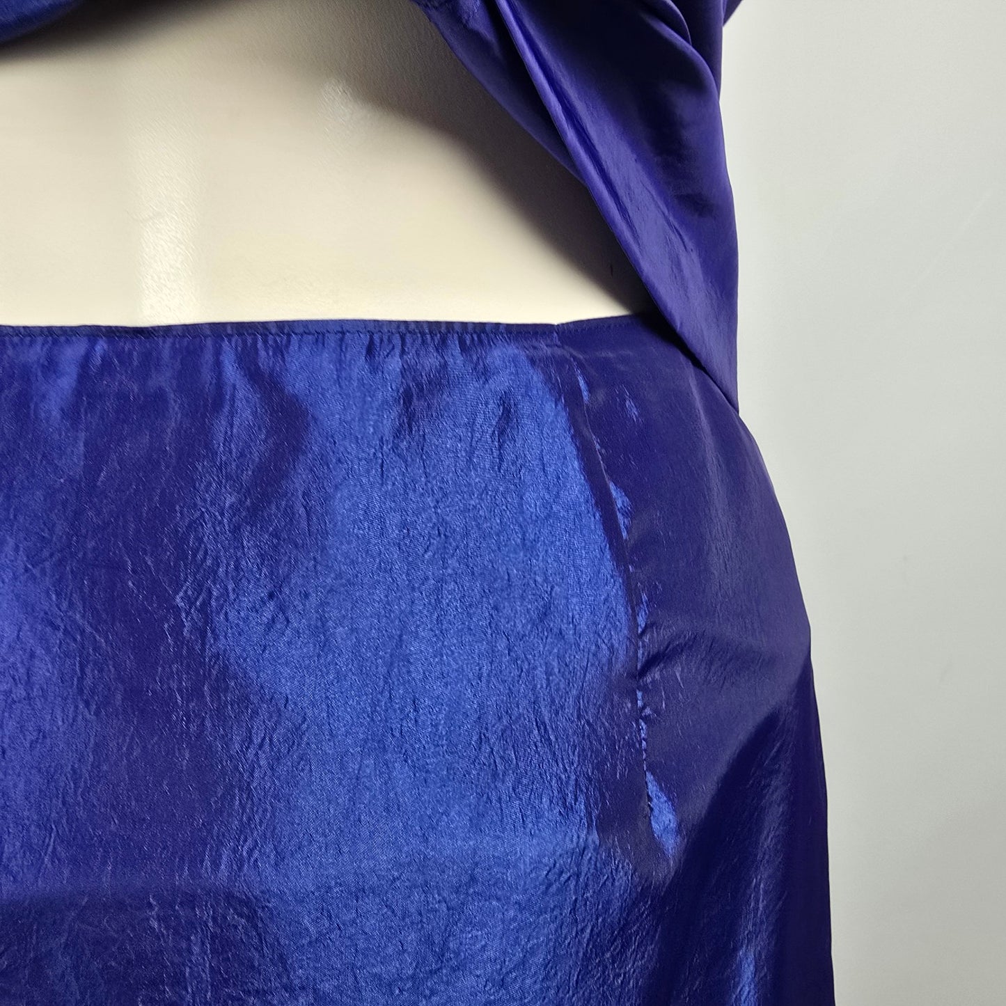 Blue Metallic Two Piece Top & Skirt Set Size L/XL