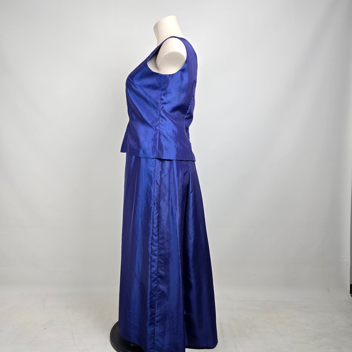 Blue Metallic Two Piece Top & Skirt Set Size L/XL