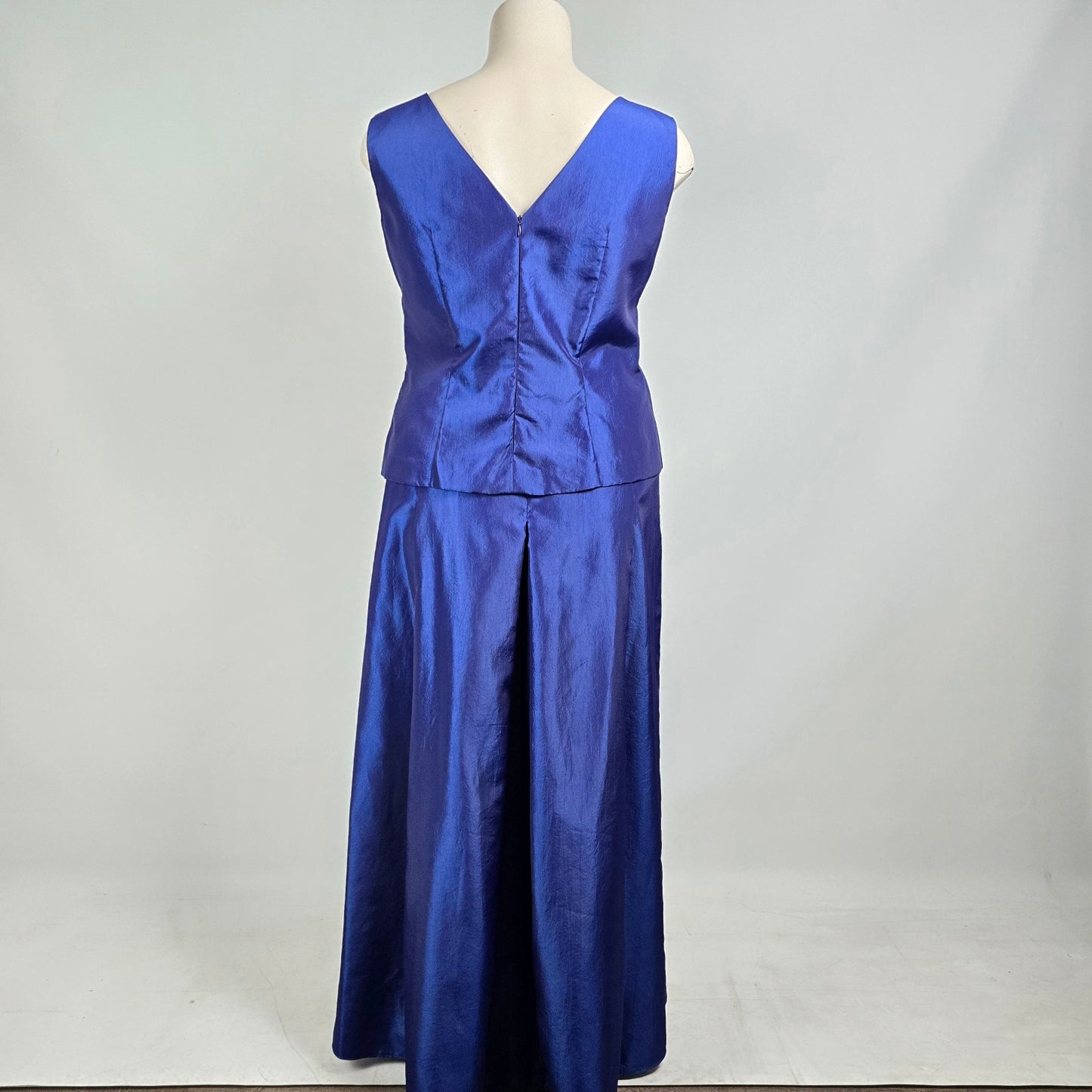 Blue Metallic Two Piece Top & Skirt Set Size L/XL