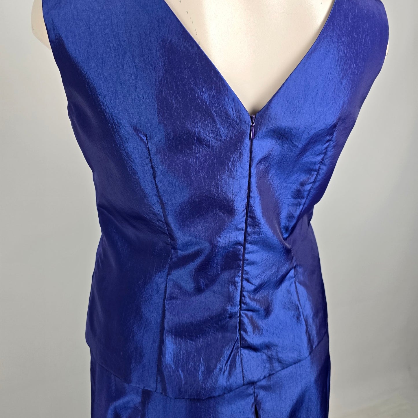 Blue Metallic Two Piece Top & Skirt Set Size L/XL