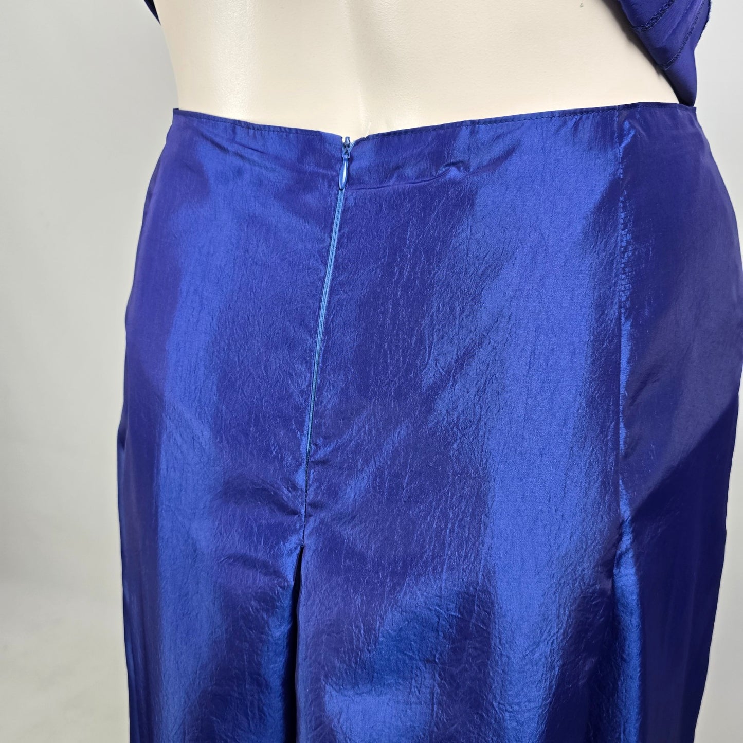 Blue Metallic Two Piece Top & Skirt Set Size L/XL