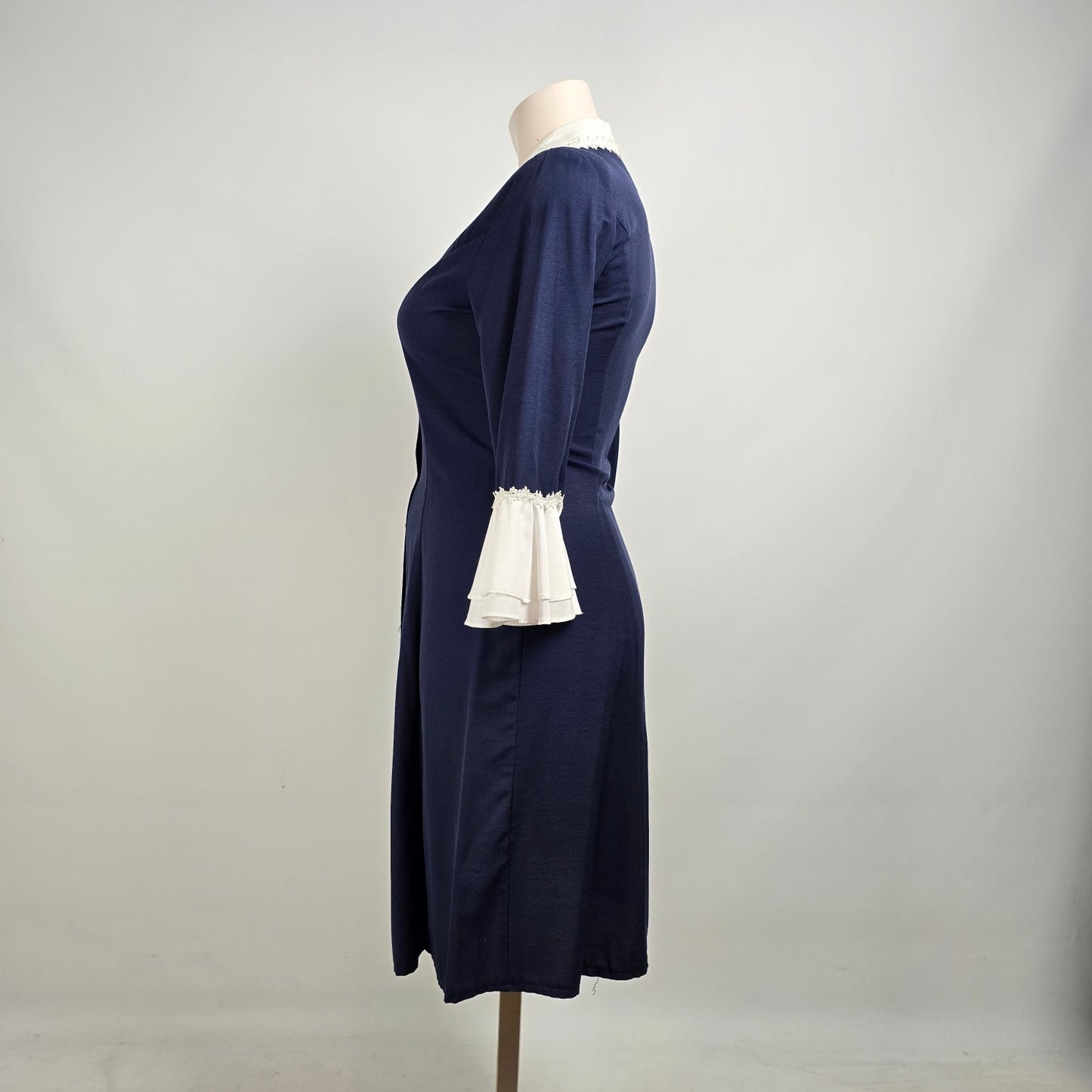Vintage Functionals Navy Button Up Midi Dress Size L