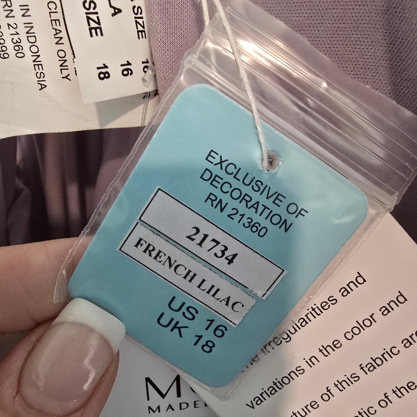 Mori Lee French Lilac Bridesmaids Dress Size 16 Style 21734