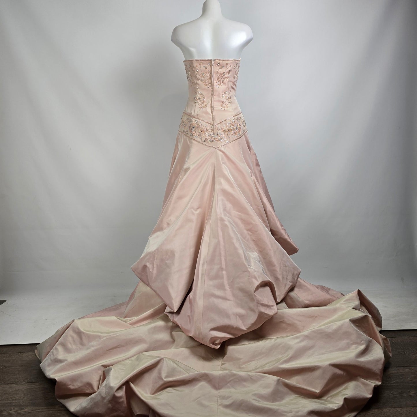 Raylia Designs Rose Beaded Metallic Wedding Eventwear Gown Size 8
