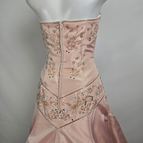 Raylia Designs Rose Beaded Metallic Wedding Eventwear Gown Size 8