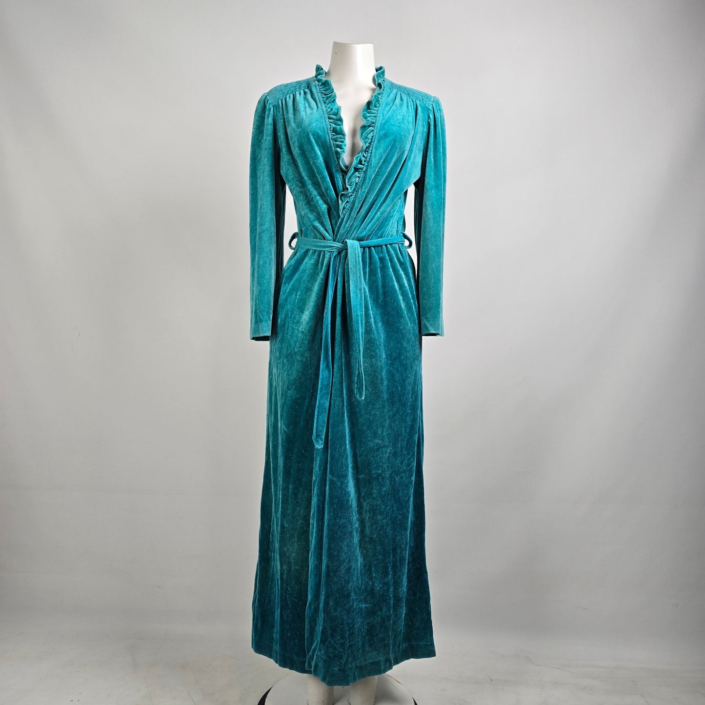 Vintage Teal Velour House Coat One Size