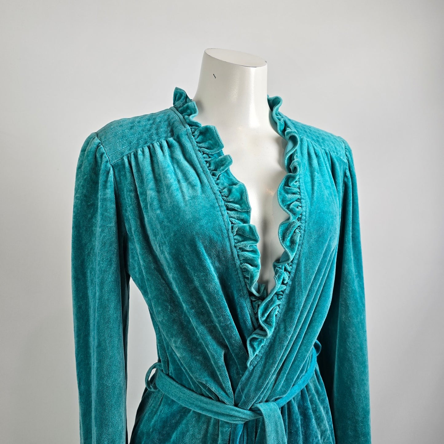 Vintage Teal Velour House Coat One Size