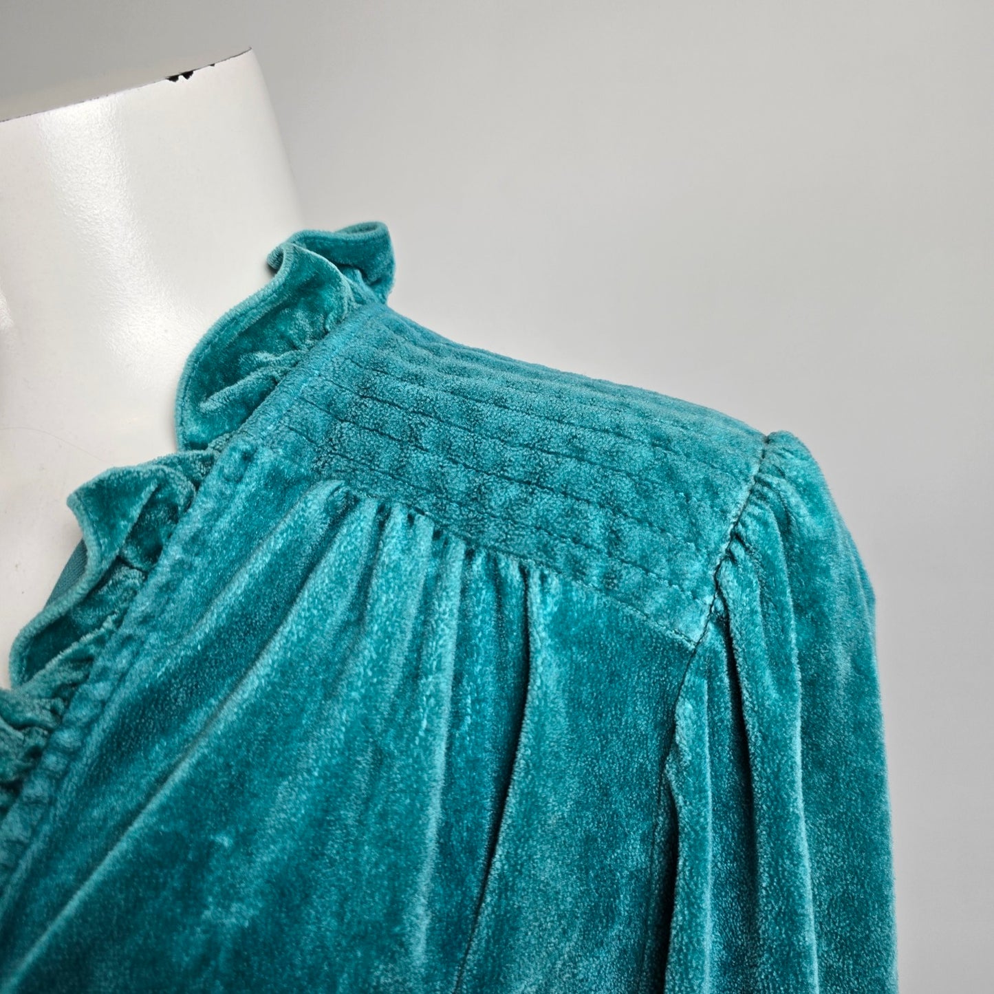 Vintage Teal Velour House Coat One Size