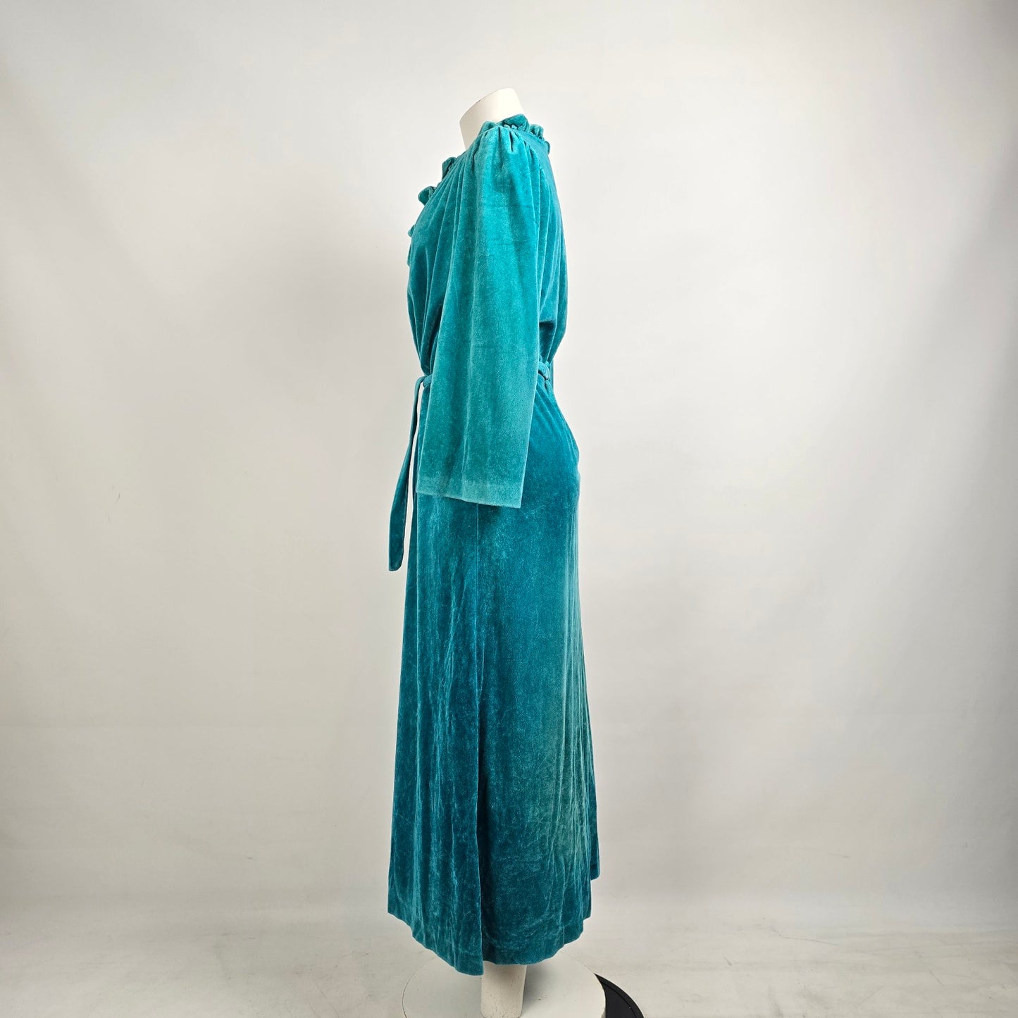 Vintage Teal Velour House Coat One Size