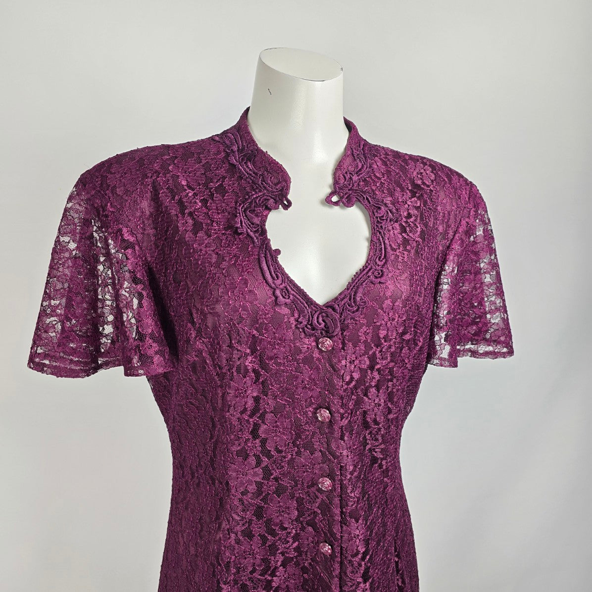 Vintage Emblem Purple Lace Midi Dress Size 15/16