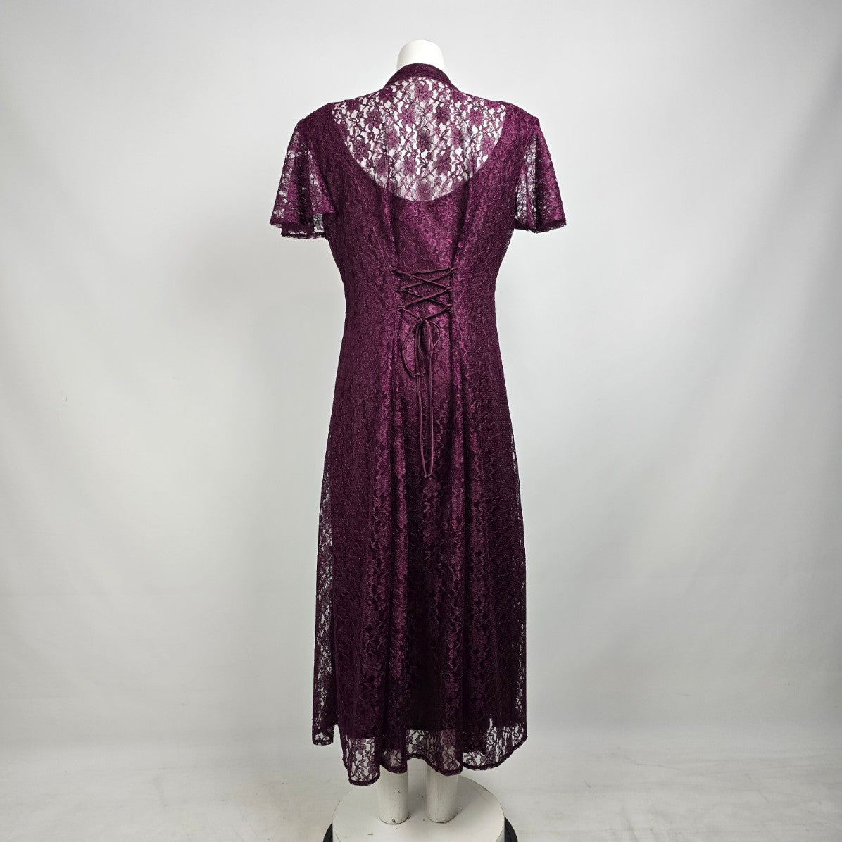 Vintage Emblem Purple Lace Midi Dress Size 15/16