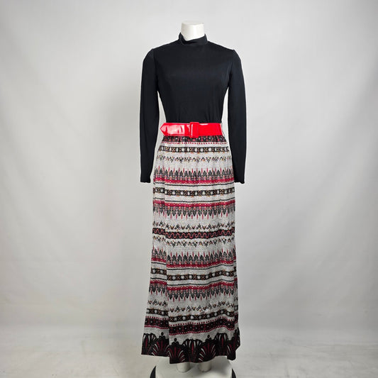 Vintage Black & Red Long Dress Size S/M