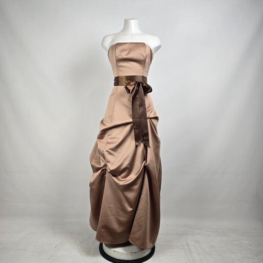 Brown Satin Pickup Detail Skirt Grad Eventwear Gown Size S/M