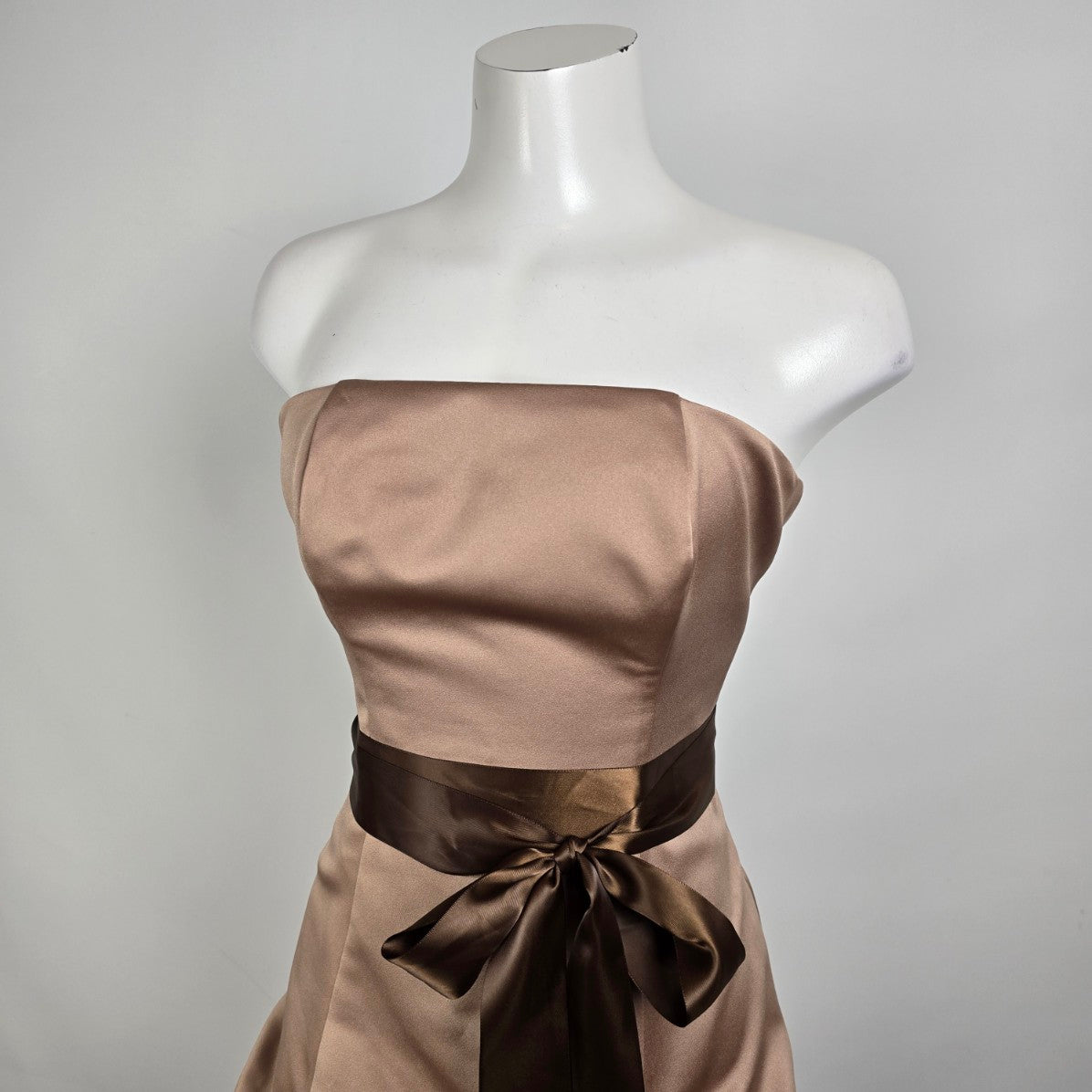 Brown Satin Pickup Detail Skirt Grad Eventwear Gown Size S/M
