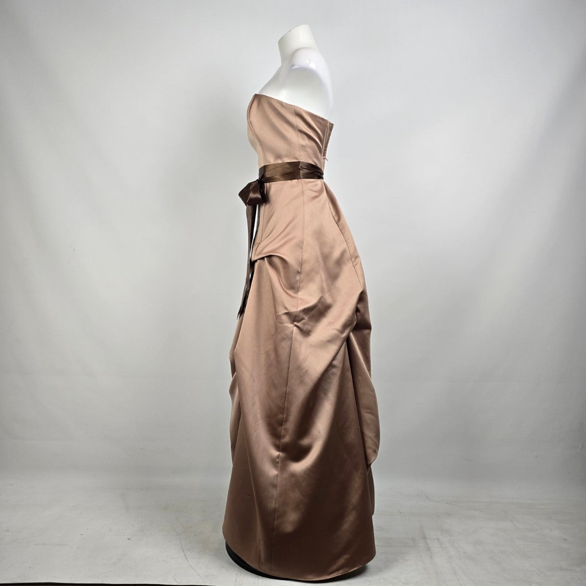 Brown Satin Pickup Detail Skirt Grad Eventwear Gown Size S/M