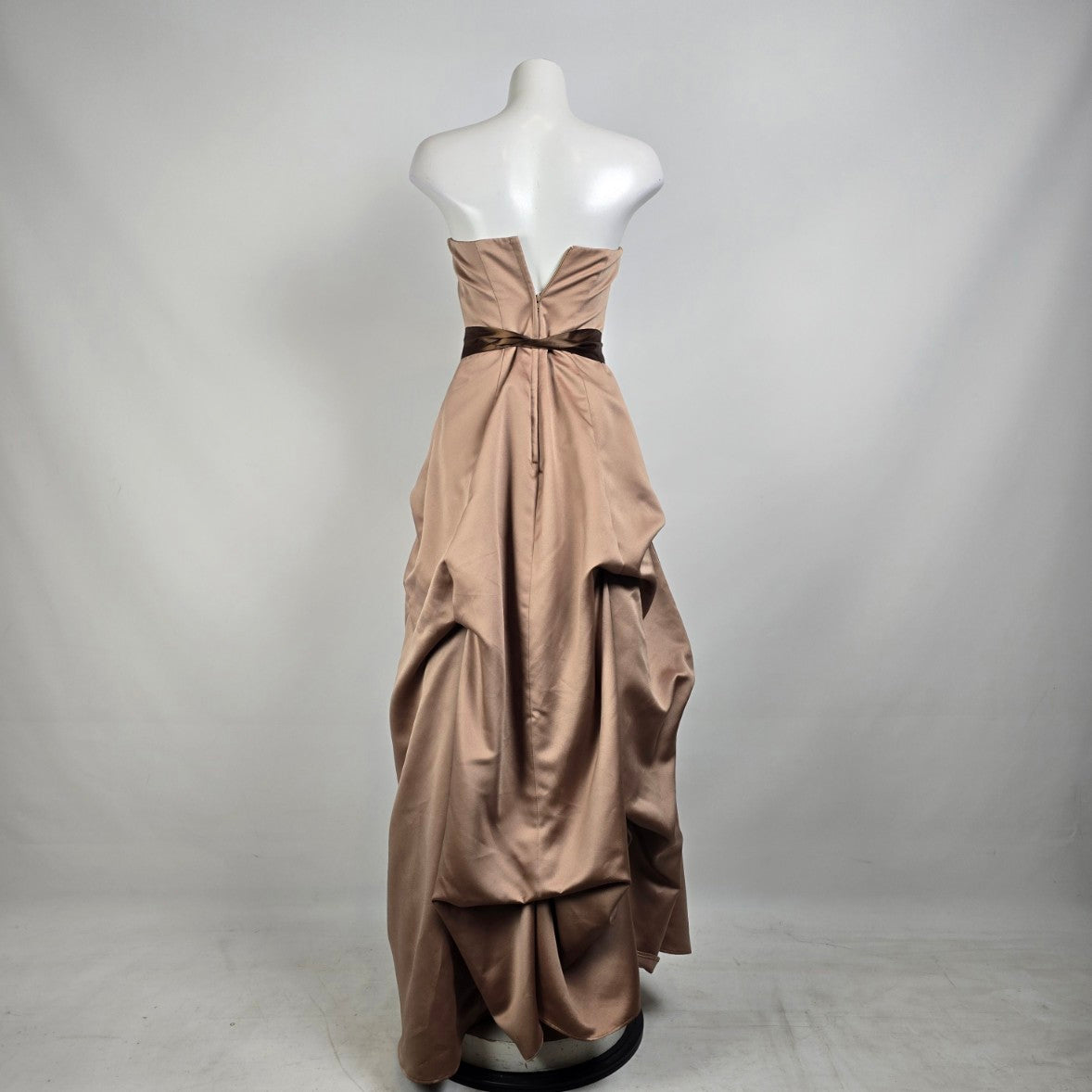 Brown Satin Pickup Detail Skirt Grad Eventwear Gown Size S/M