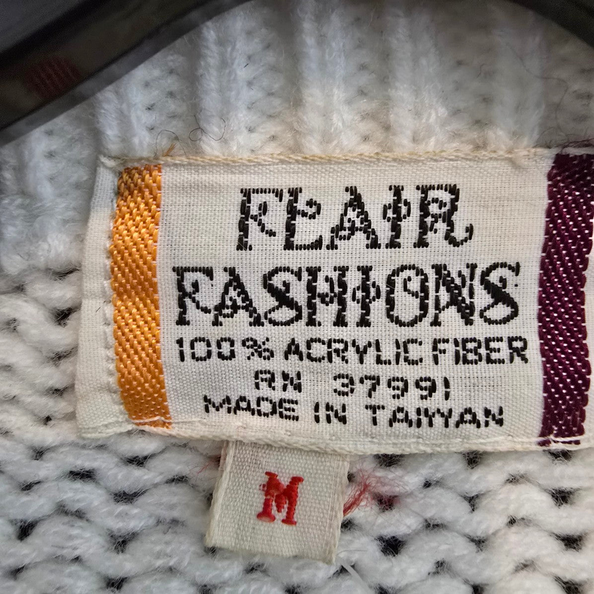 Vintage Flair Fashions Cream Knit Button Up Cardigan Size M