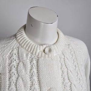 Vintage Flair Fashions Cream Knit Button Up Cardigan Size M