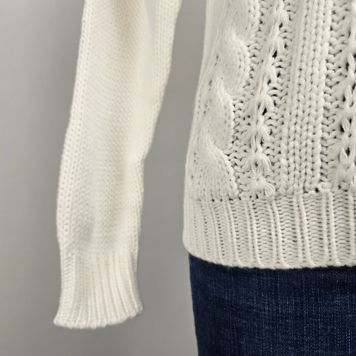 Vintage Flair Fashions Cream Knit Button Up Cardigan Size M