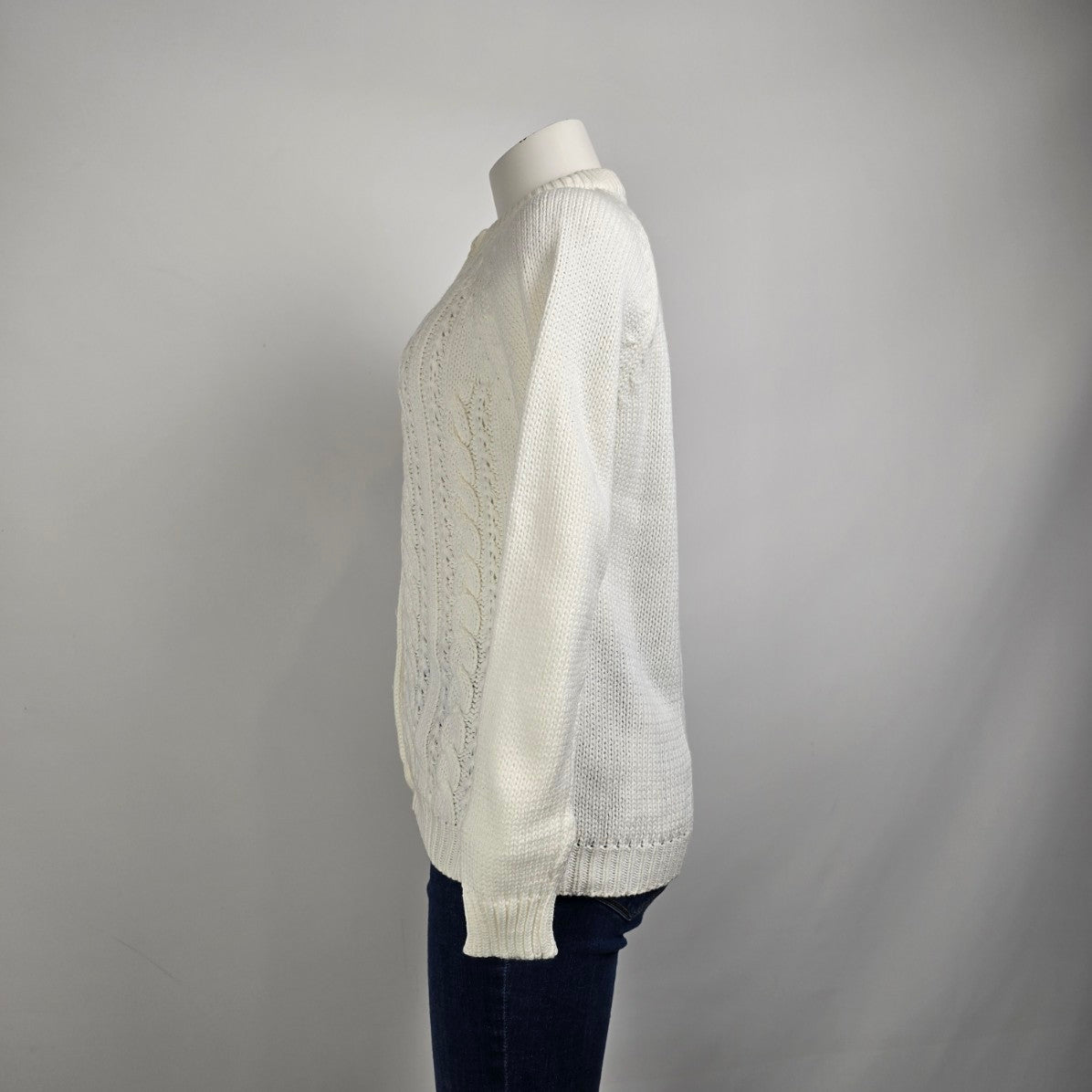 Vintage Flair Fashions Cream Knit Button Up Cardigan Size M