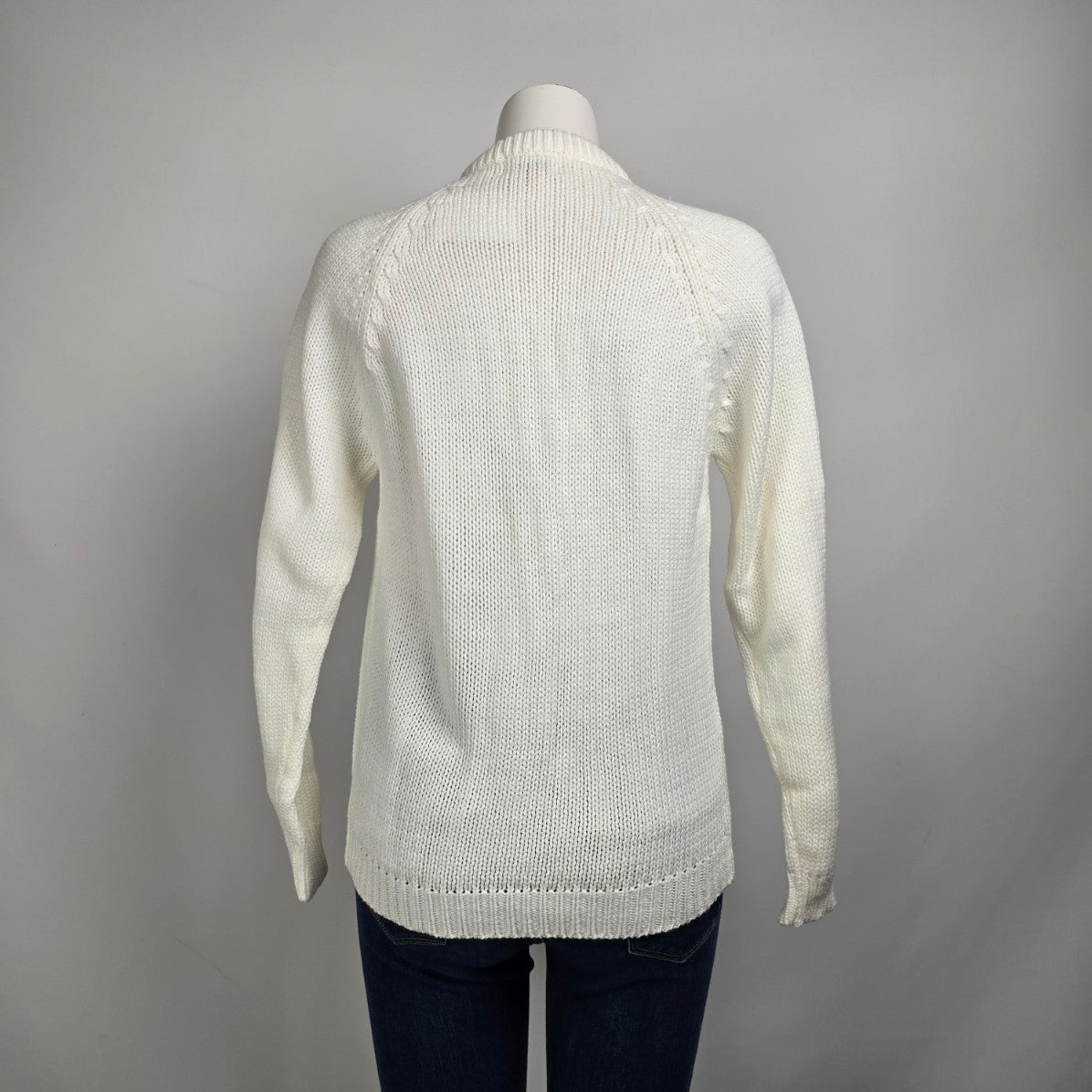 Vintage Flair Fashions Cream Knit Button Up Cardigan Size M