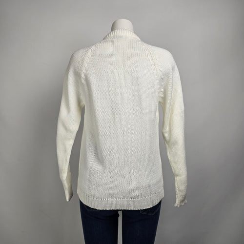 Vintage Flair Fashions Cream Knit Button Up Cardigan Size M