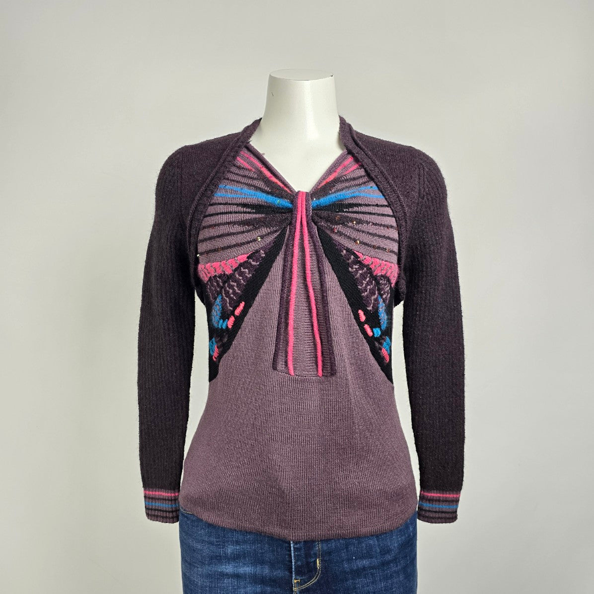 Pink Knit Butterfly Sweater Size S