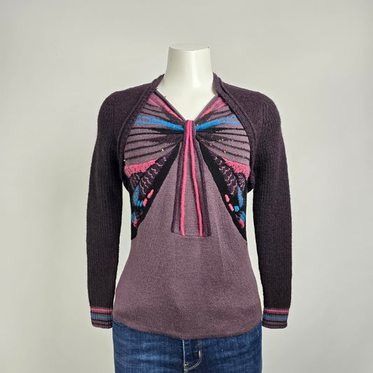 Pink Knit Butterfly Sweater Size S