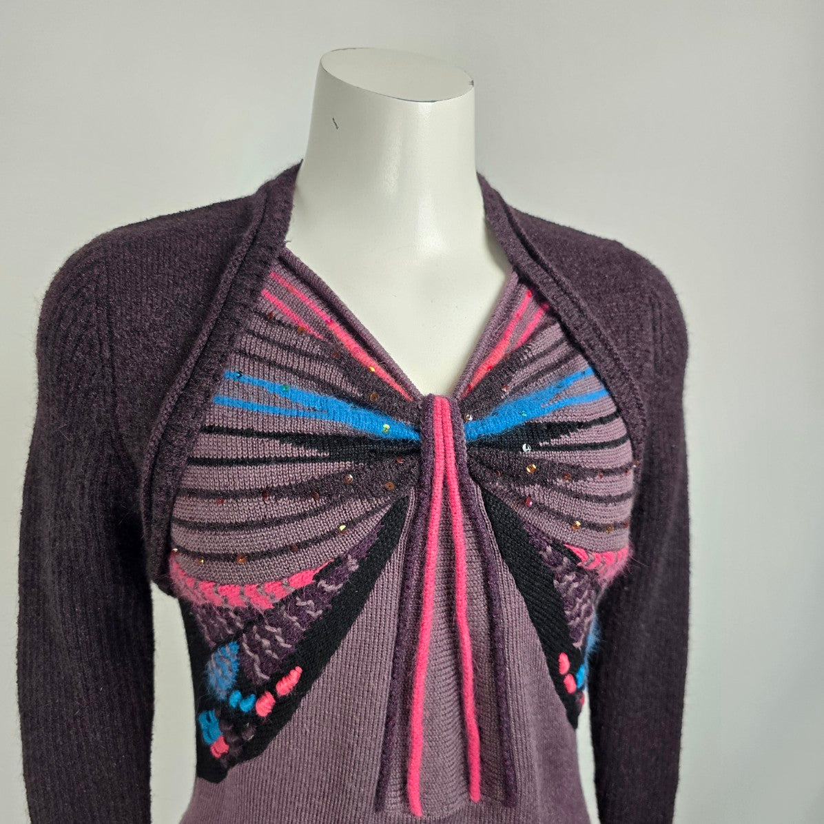 Pink Knit Butterfly Sweater Size S