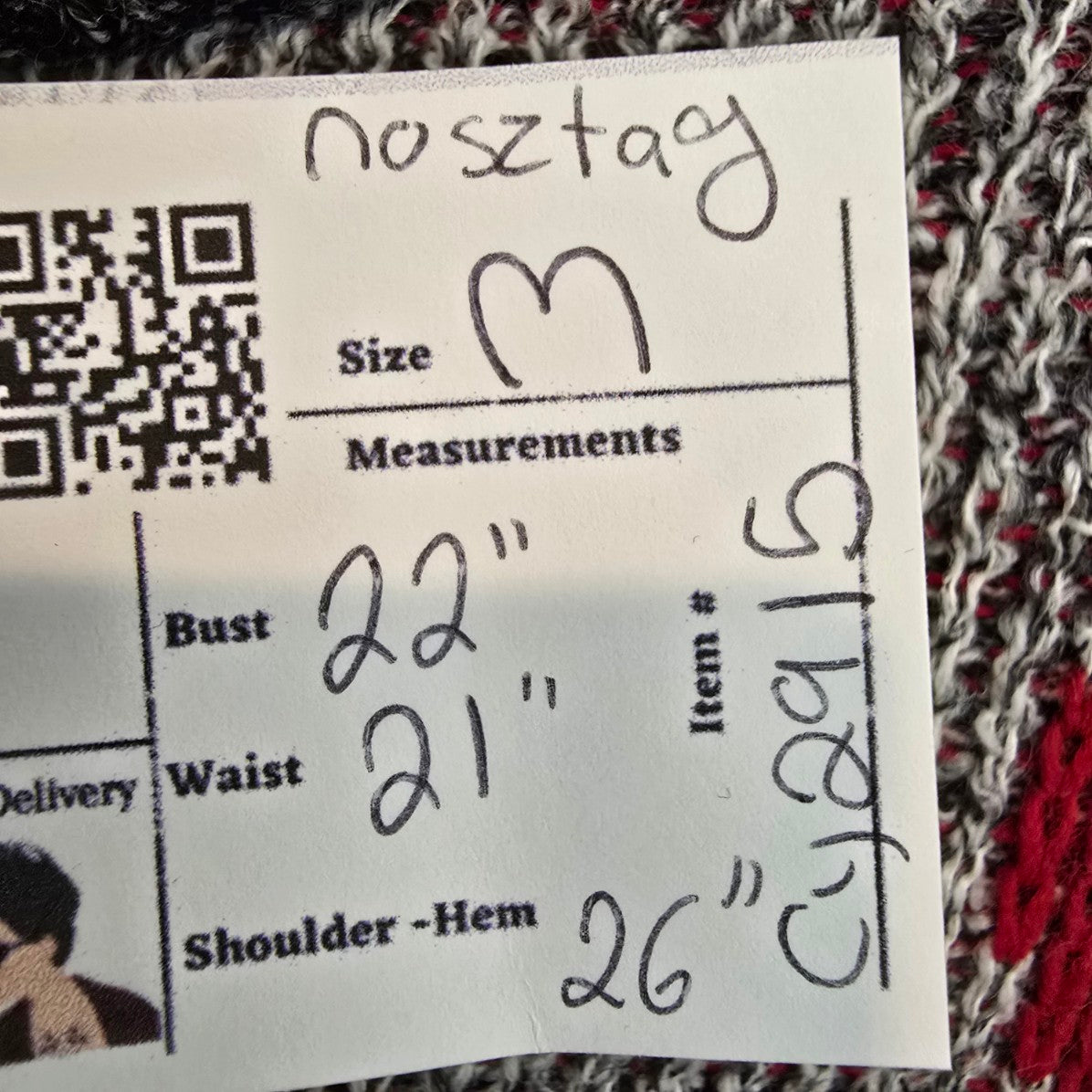 Vintage Grey & Red Knit Sweater Size M