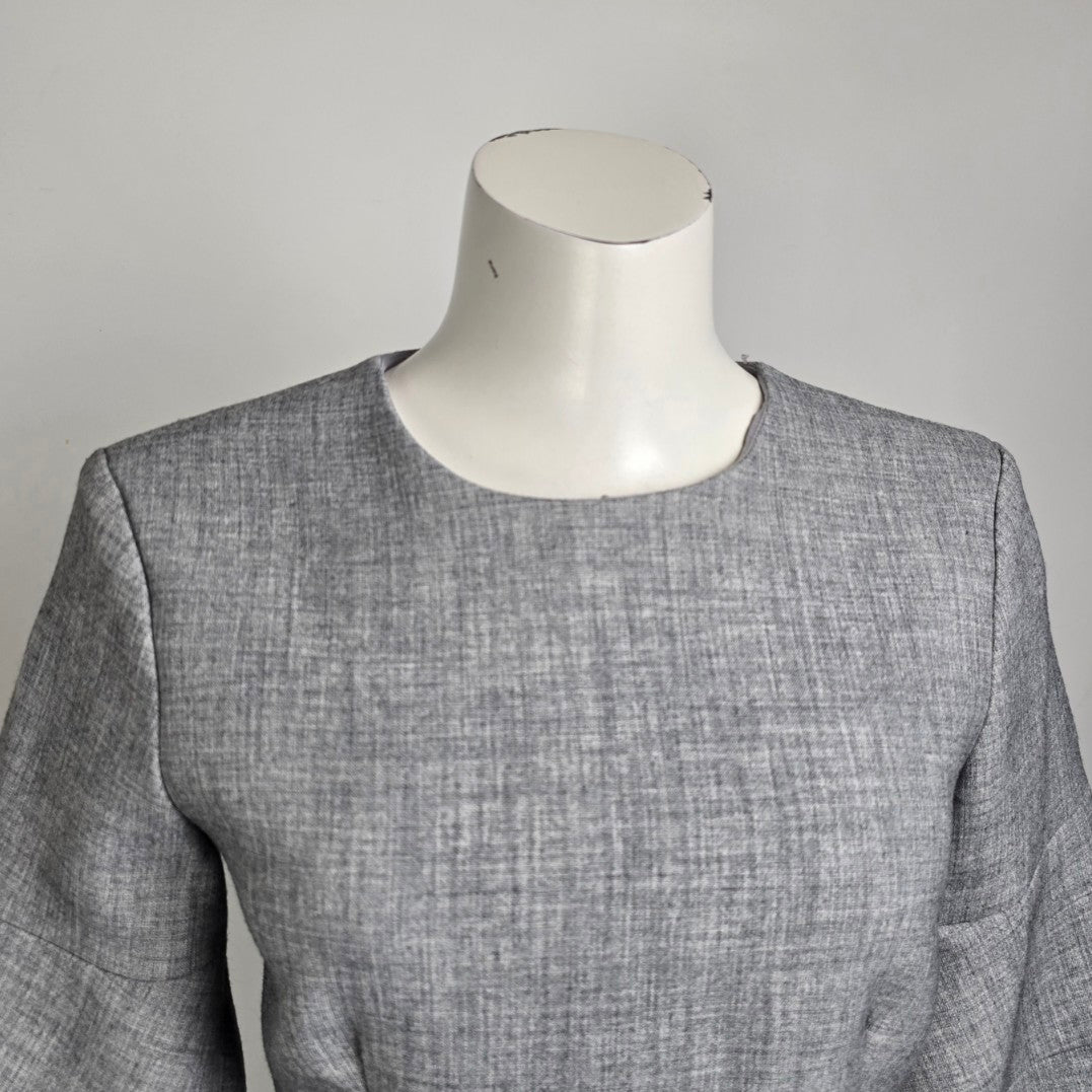 Saudra Augelazzi Grey Flare Sleeve Peplum Blouse Top Size 4