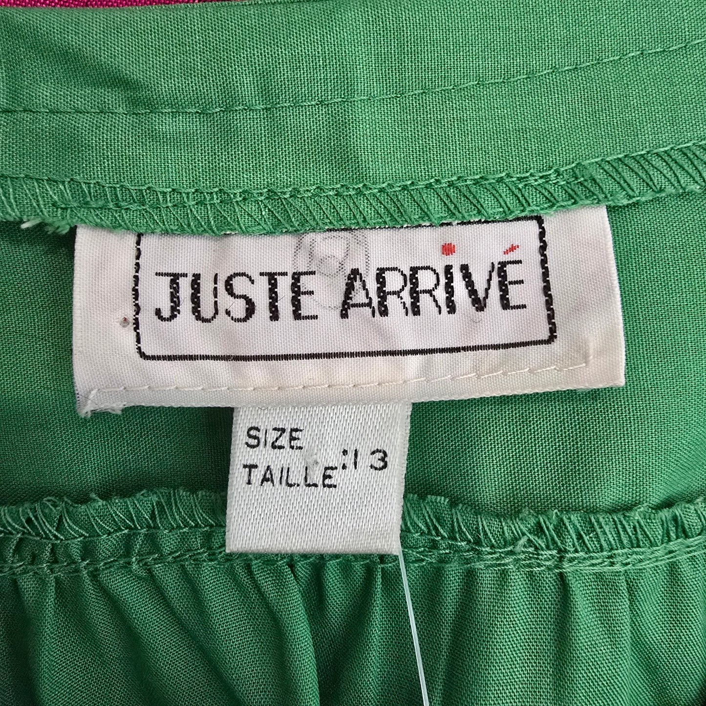 Vintage Juste Arrive Green Button Up Blouse Top Size 13