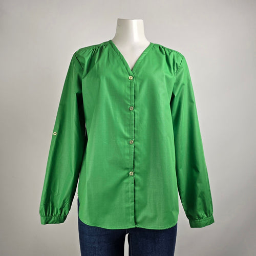 Vintage Juste Arrive Green Button Up Blouse Top Size 13