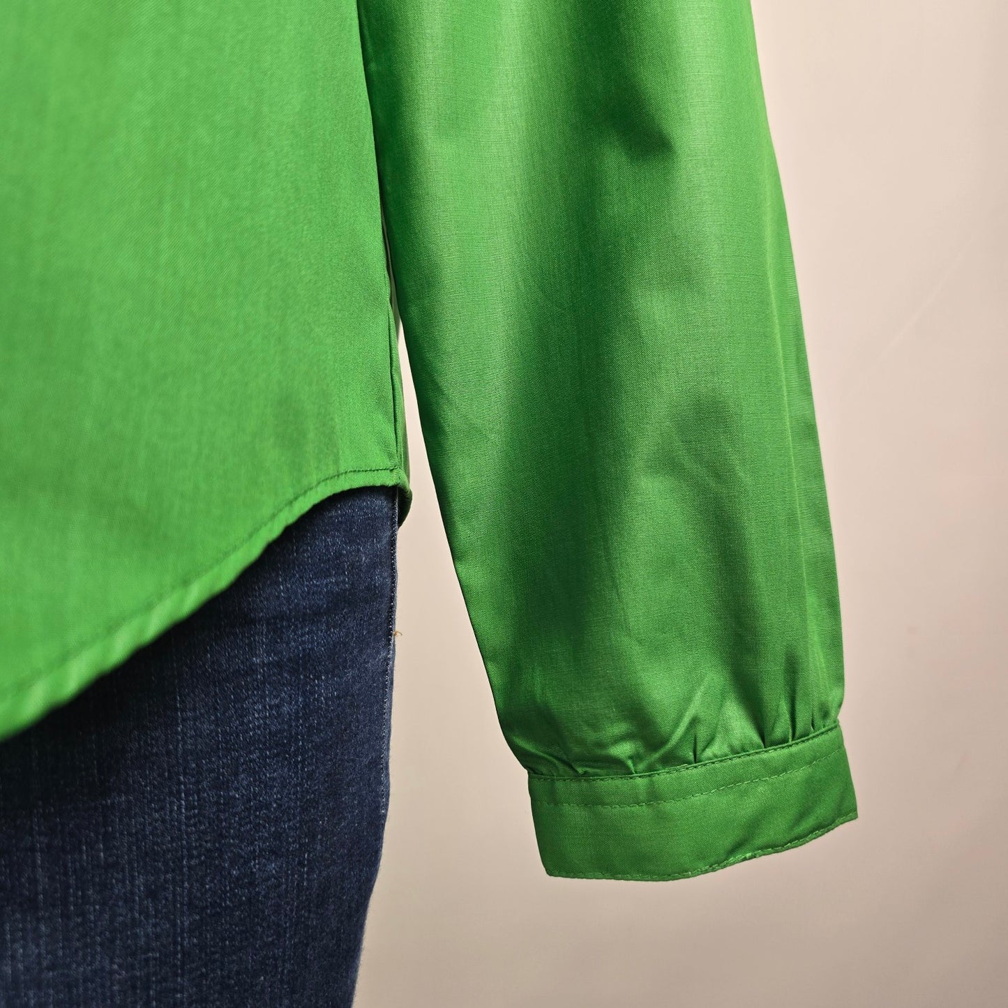 Vintage Juste Arrive Green Button Up Blouse Top Size 13