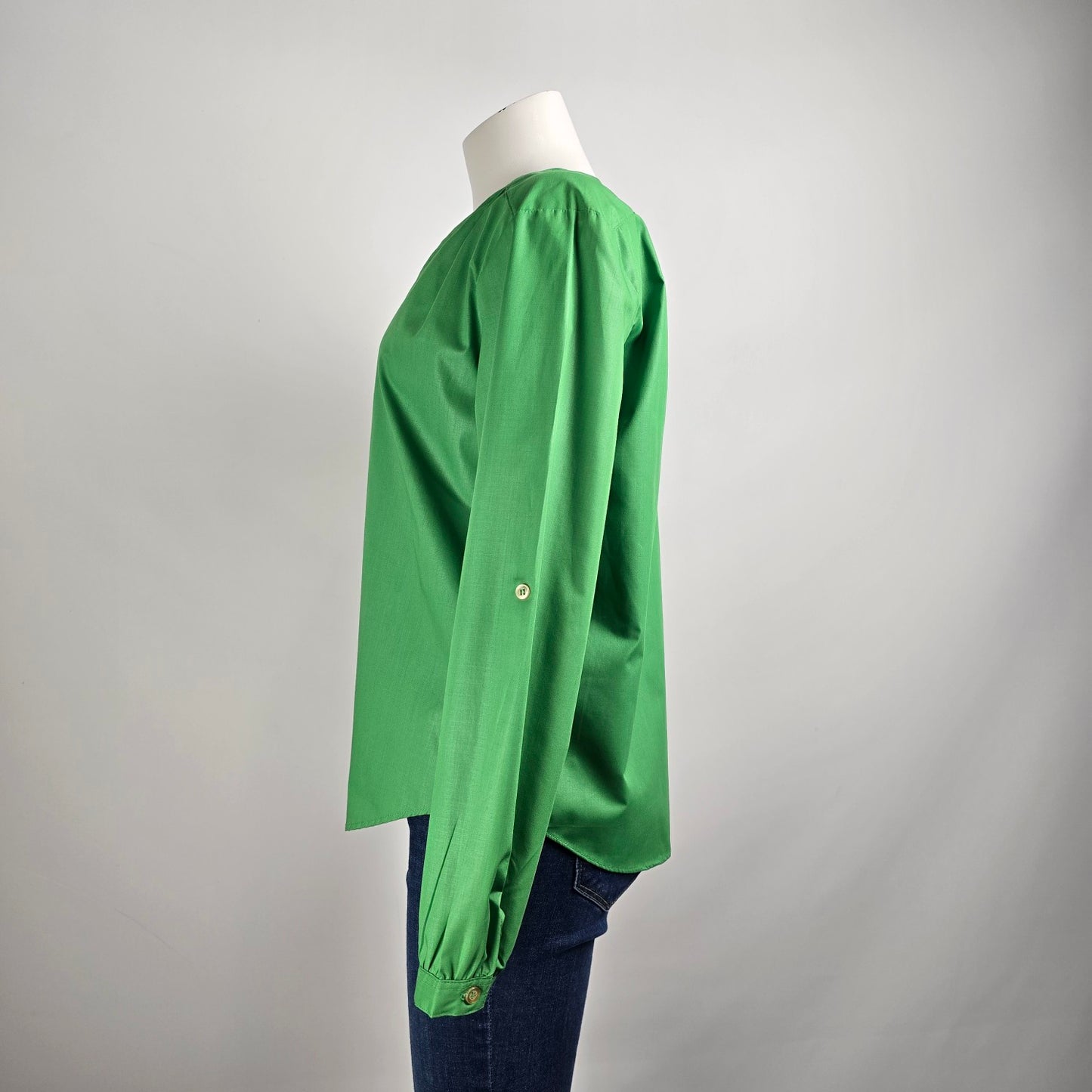 Vintage Juste Arrive Green Button Up Blouse Top Size 13