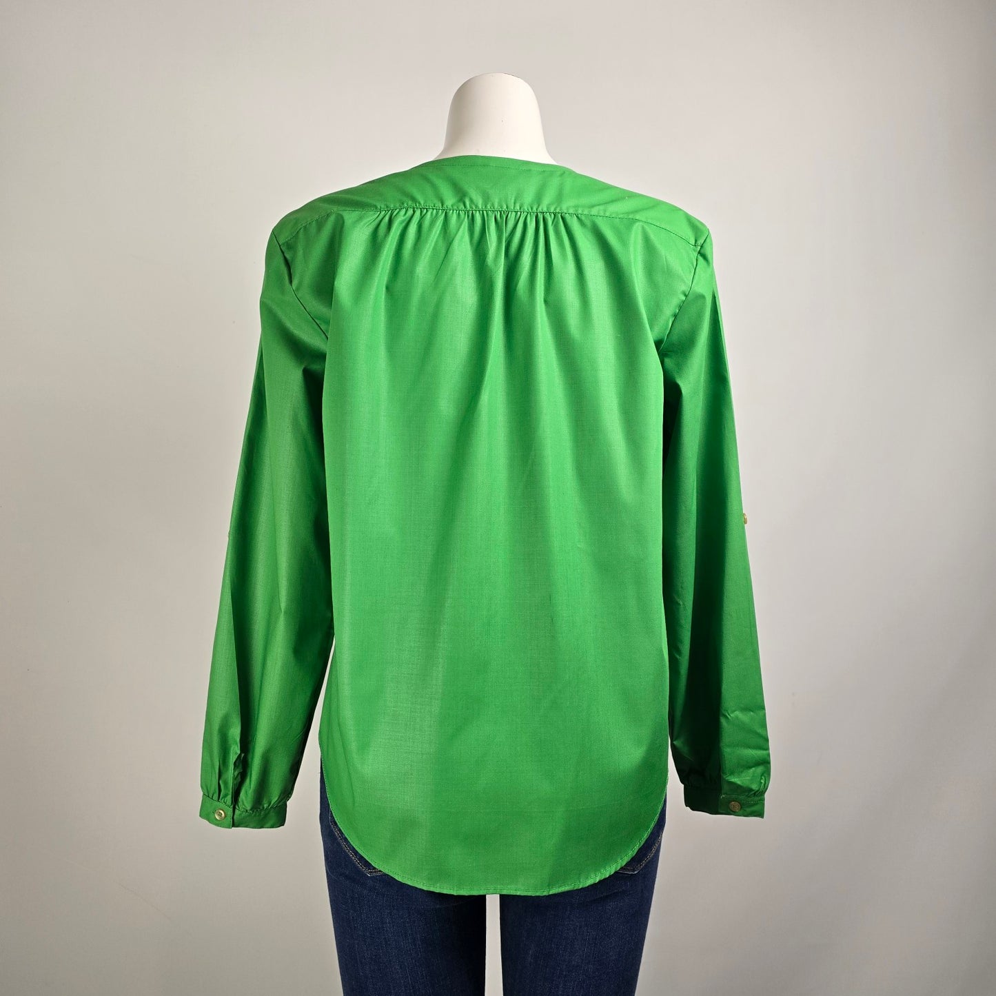Vintage Juste Arrive Green Button Up Blouse Top Size 13