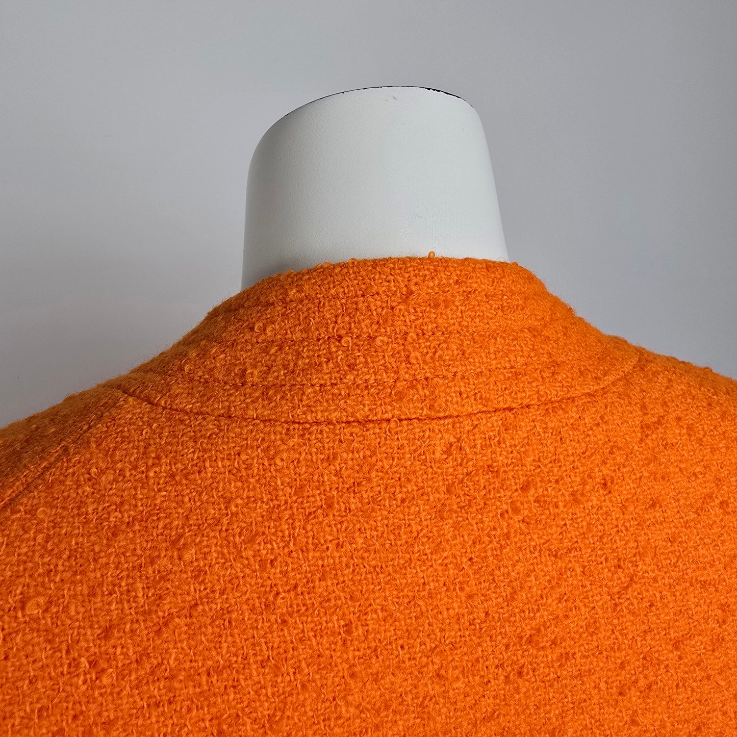 1960s Orange Wool Bouclé Swing Cocoon Button Up Coat Size S/M