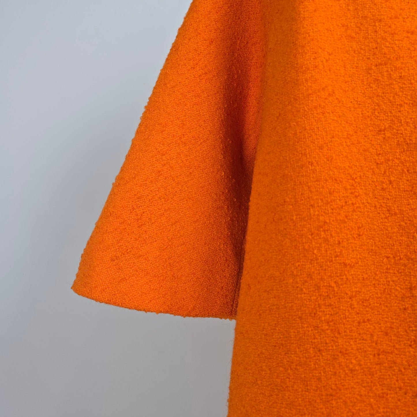 1960s Orange Wool Bouclé Swing Cocoon Button Up Coat Size S/M