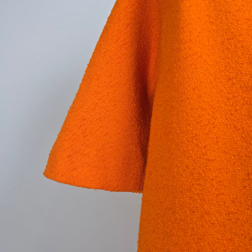 1960s Orange Wool Bouclé Swing Cocoon Button Up Coat Size S/M