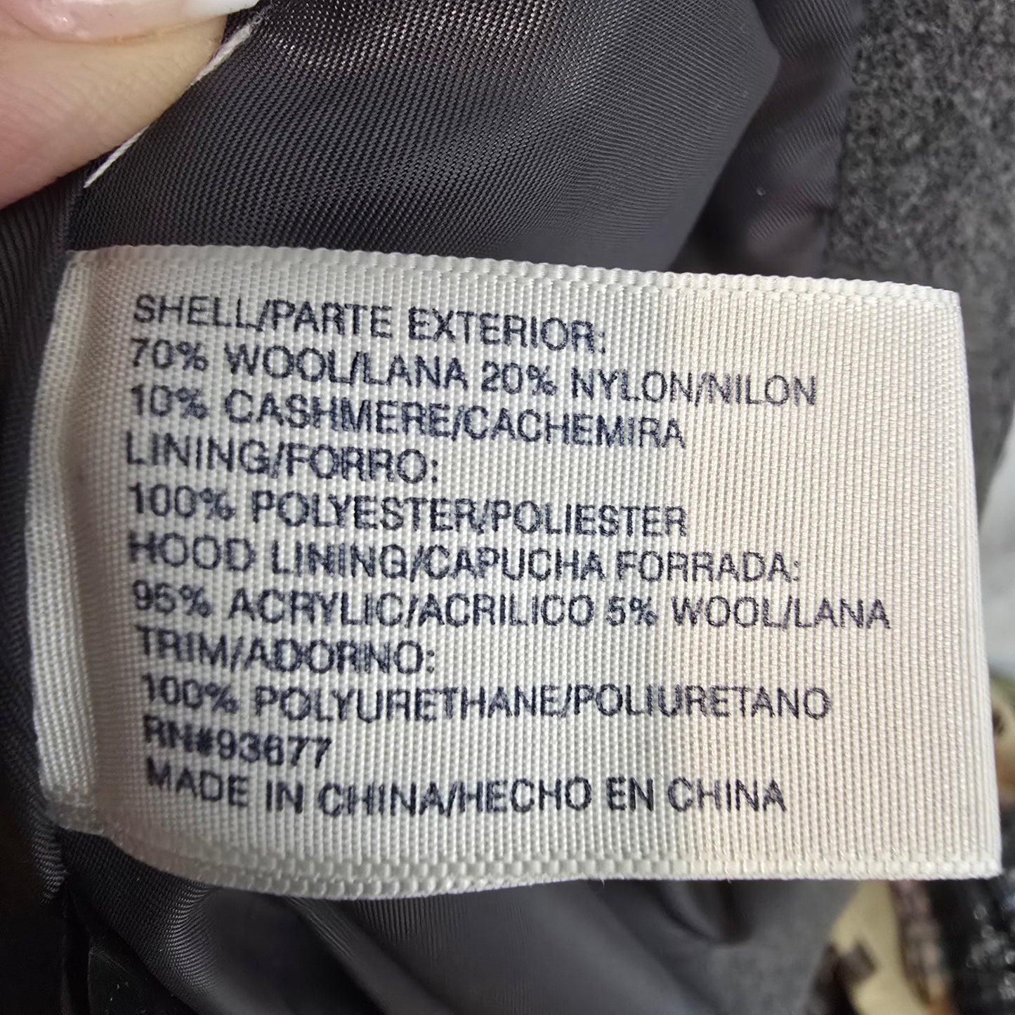 St John's Bay Hooded Gray Wool Cashmere‎ Coat Size 1XL