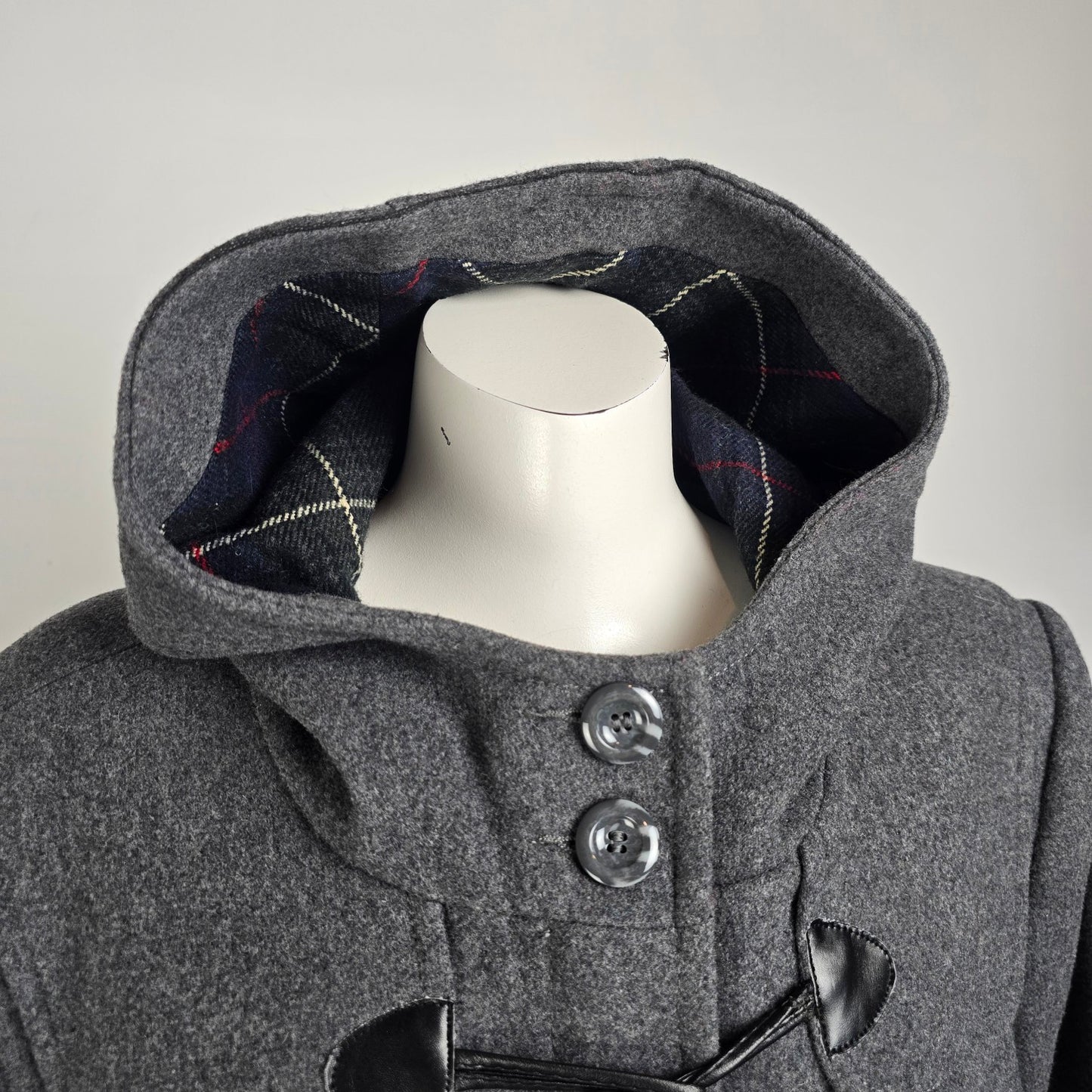 St John's Bay Hooded Gray Wool Cashmere‎ Coat Size 1XL