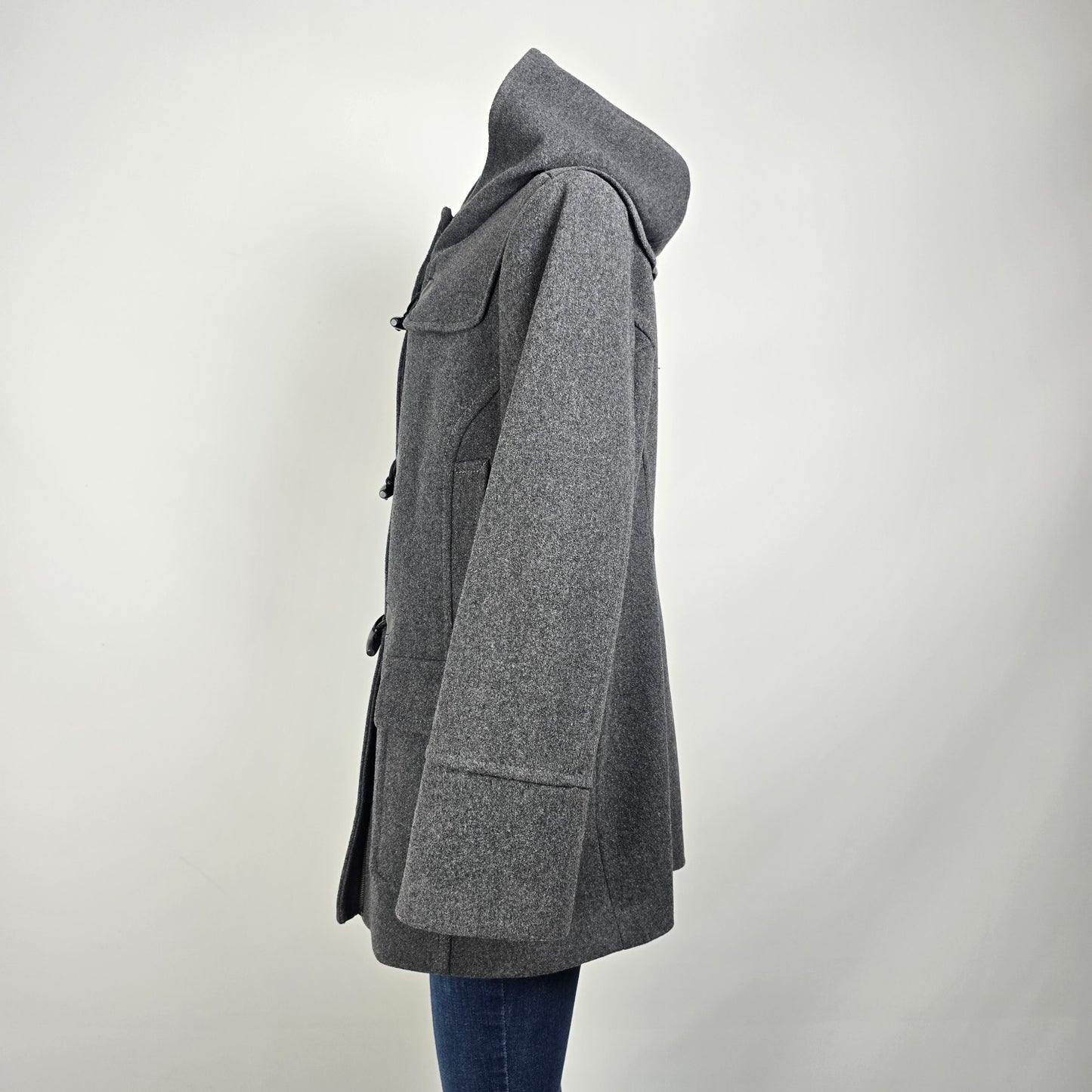 St John's Bay Hooded Gray Wool Cashmere‎ Coat Size 1XL