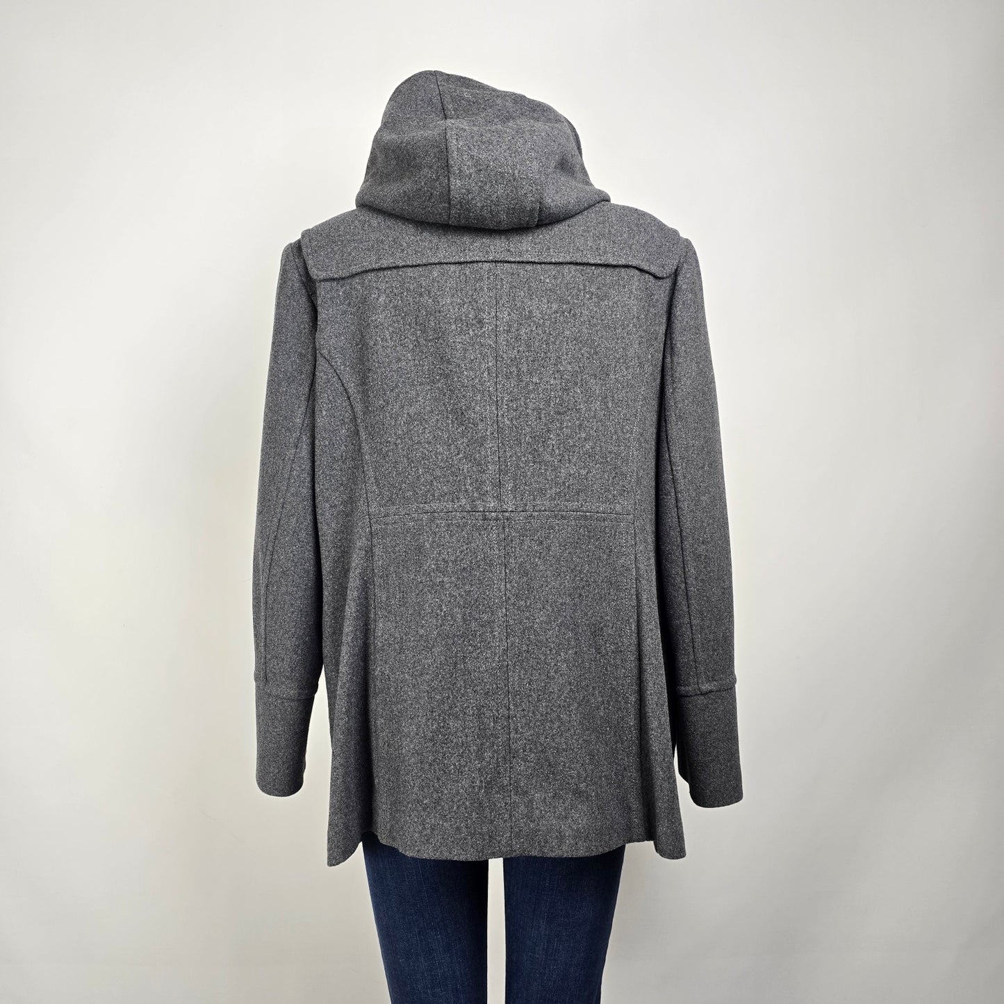 St John's Bay Hooded Gray Wool Cashmere‎ Coat Size 1XL
