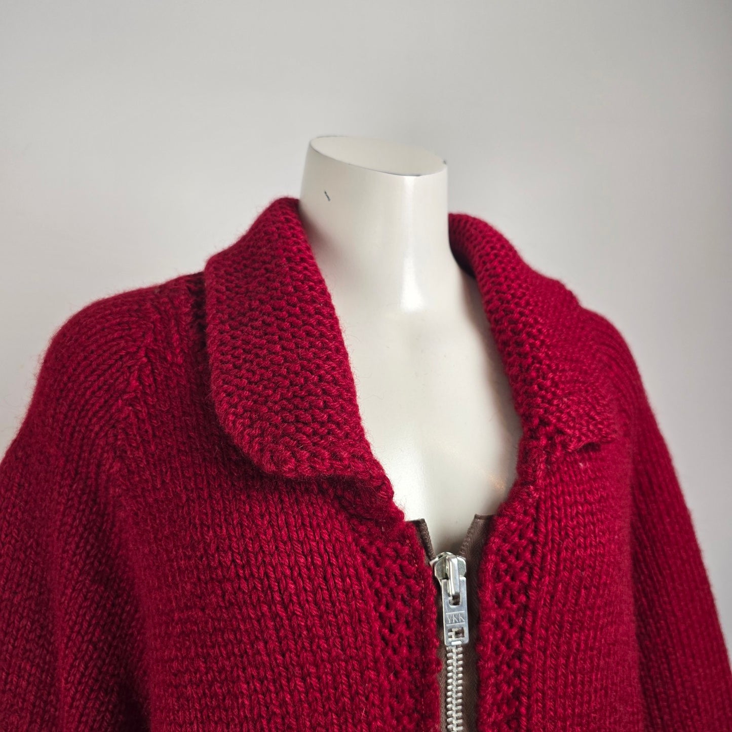 Vintage Red Sailing Cowichan Sweater Zip Up Jacket Size L/XL