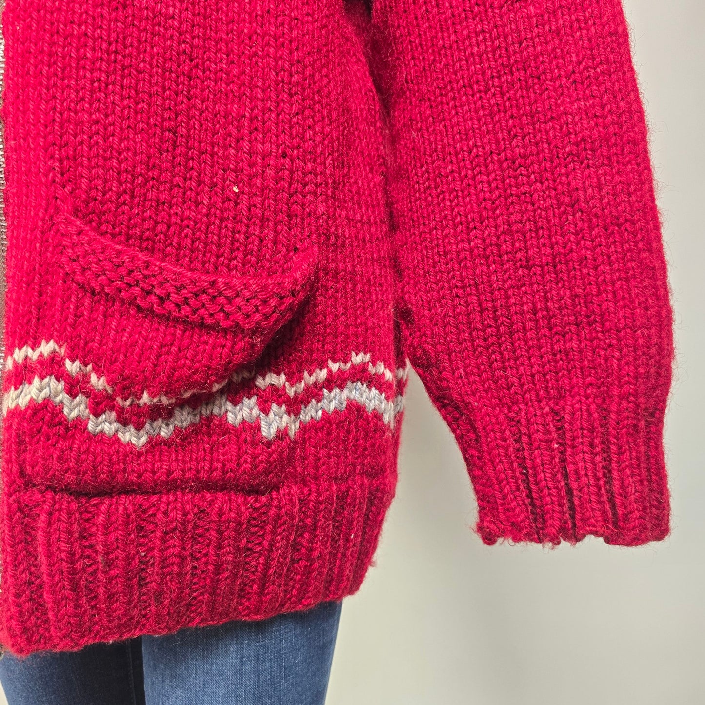 Vintage Red Sailing Cowichan Sweater Zip Up Jacket Size L/XL