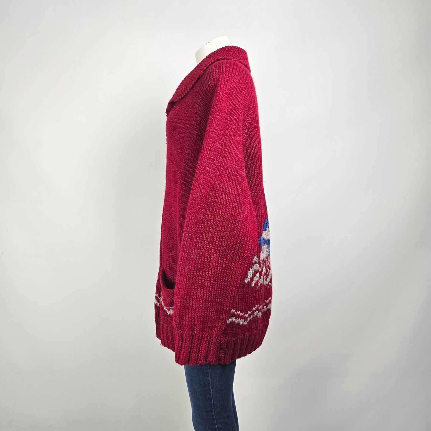 Vintage Red Sailing Cowichan Sweater Zip Up Jacket Size L/XL