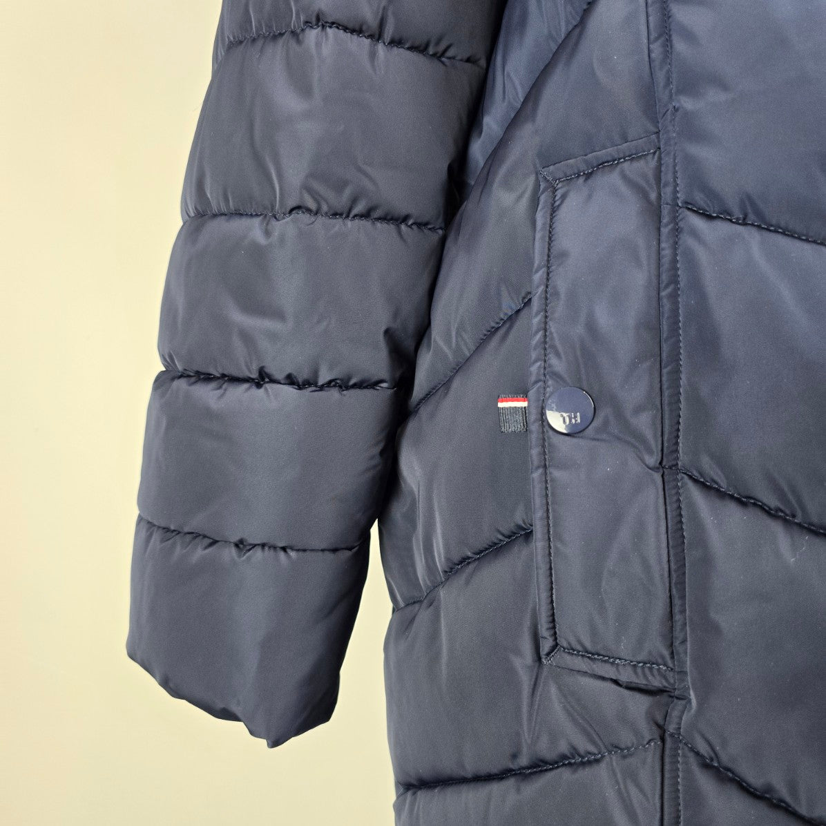 Tommy Hilfiger Blue Fur Trim Long Puffer Coat Size 2X