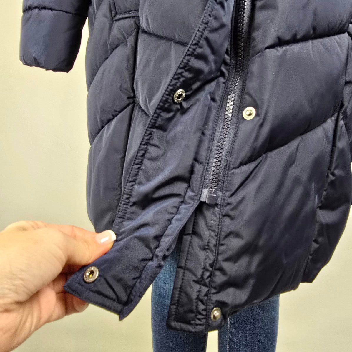 Tommy Hilfiger Blue Fur Trim Long Puffer Coat Size 2X